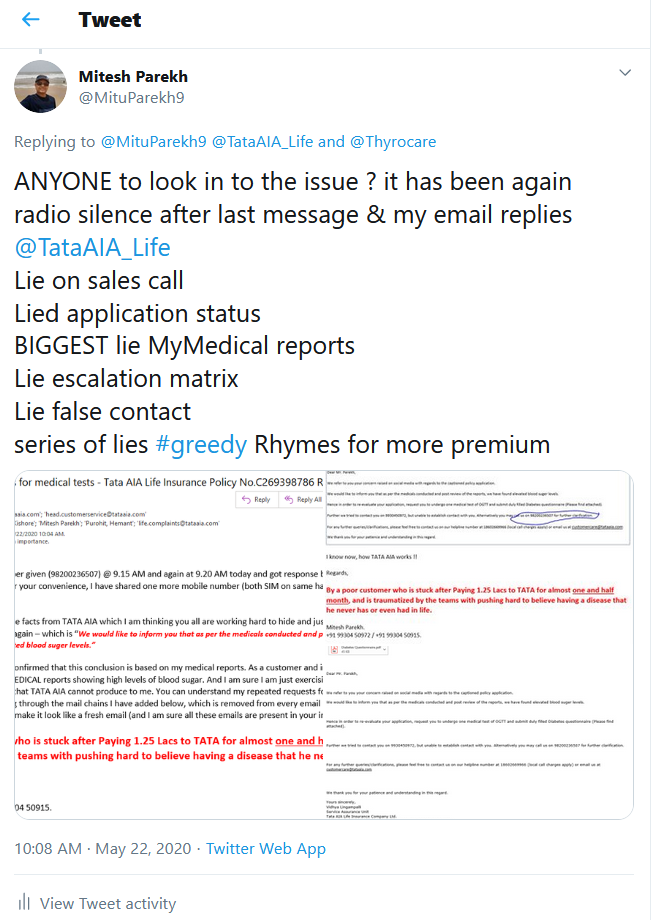 Greedy for more premium TATA AIA LIFE INSURANCE Consumer