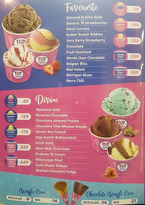 BASKIN ROBBINS - MALLESHWARAM - BANGALORE Menu, Photos, Images and ...