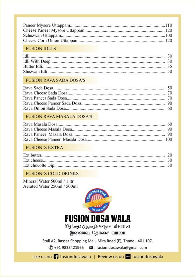 Fusion Dosawala - Rassaz Shopping Mall - Mira Road - Thane image 2