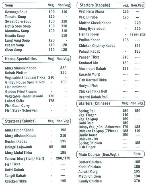 GRILLED HOUSE KABAB CORNER CHEMBUR MUMBAI Menu, Photos, Images and