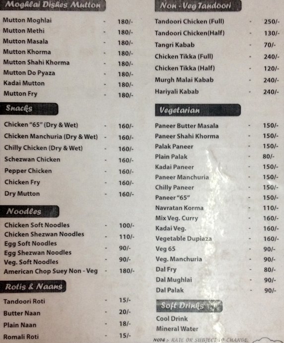 HYD ZYQA PANJAGUTTA HYDERABAD Menu, Photos, Images and Wallpapers