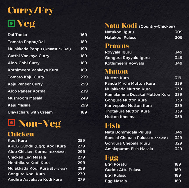 KODI KURA CHITTI GAARE - JUBILEE HILLS - HYDERABAD Menu, Photos, Images ...