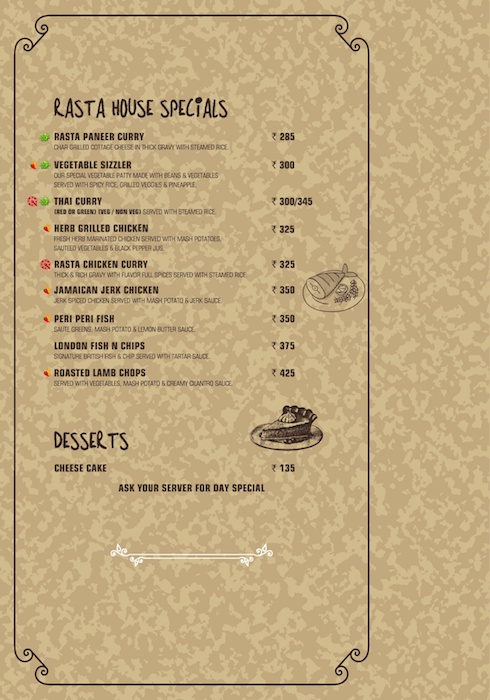 RASTA CAFE - MYSORE ROAD - BANGALORE Menu, Photos, Images and ...