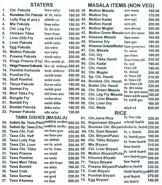 Get Home Chef Dadar Menu Card