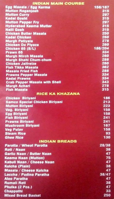 SAMCO - ALWARPET - CHENNAI Menu, Photos, Images and Wallpapers ...