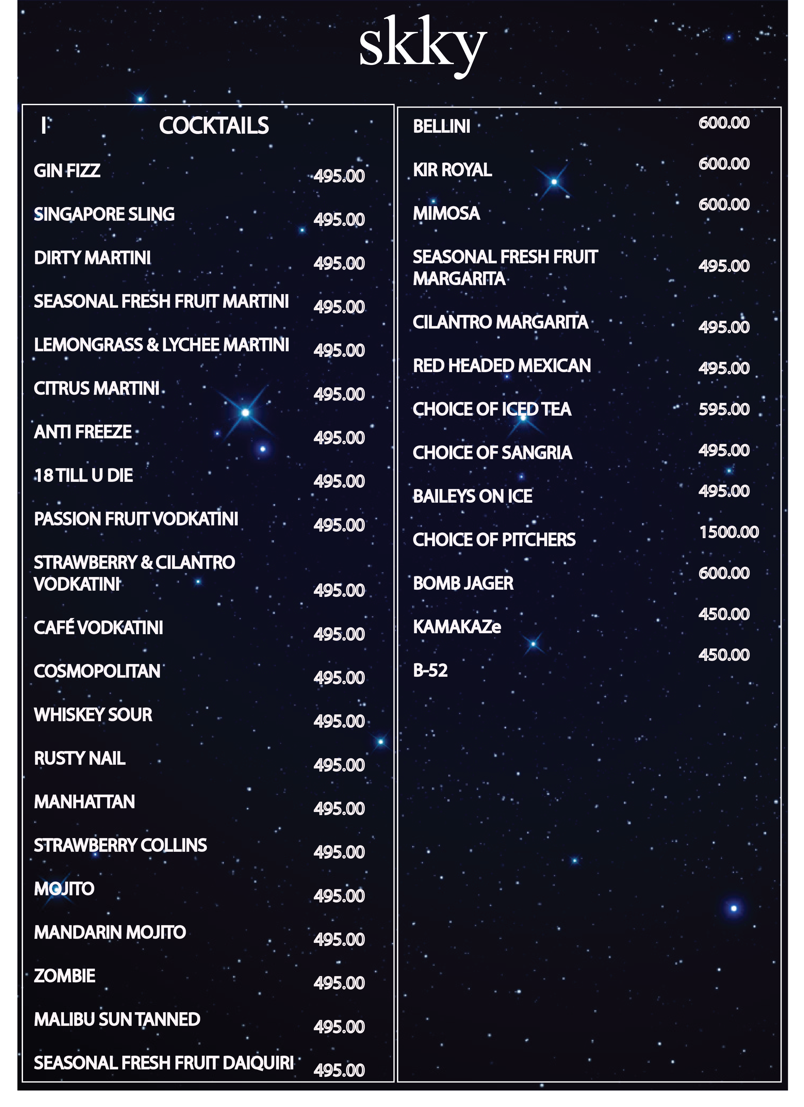 SKKY RESTRO LOUNGE & BAR - POWAI - MUMBAI Menu, Photos ...