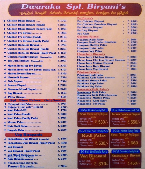 SREE DWARAKA GRAND - NIZAMPET - HYDERABAD Menu, Photos, Images and ...