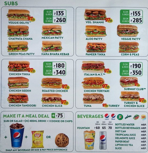 SUBWAY - INFINITI MALL - ANDHERI WEST - MUMBAI Menu, Photos, Images and ...