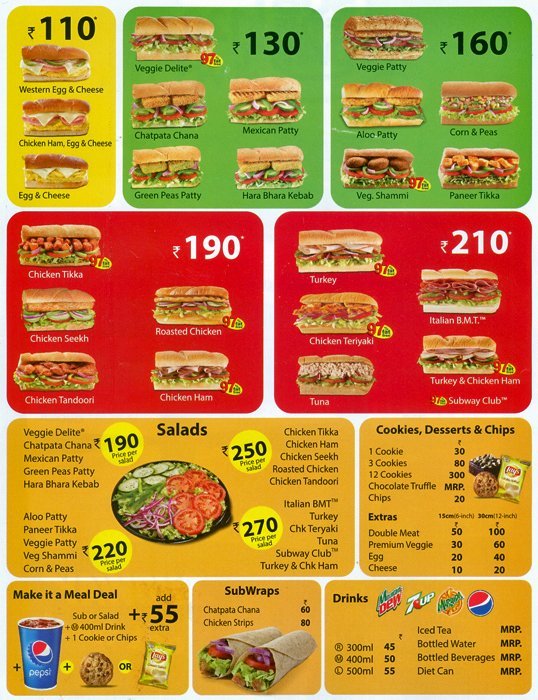 SUBWAY - RS PURAM - COIMBATORE Menu, Photos, Images and Wallpapers ...