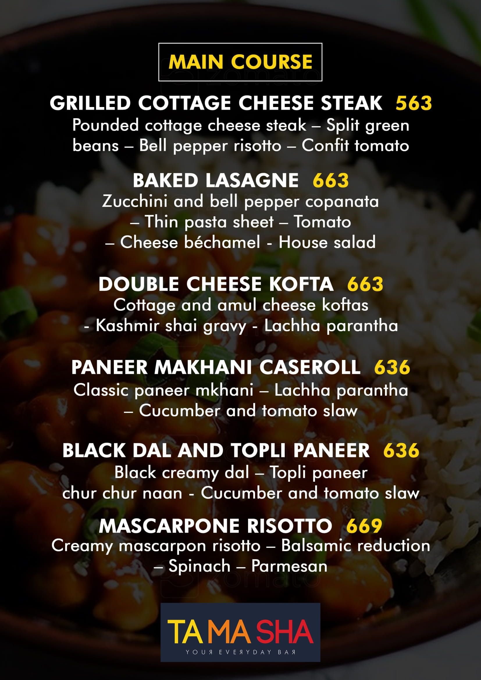 TAMASHA LOWER PAREL MUMBAI Menu, Photos, Images and Wallpapers