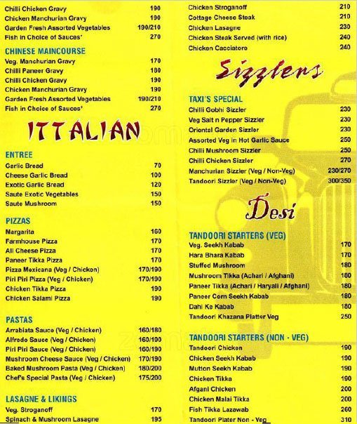 Subway menù, New Delhi - Main Menu