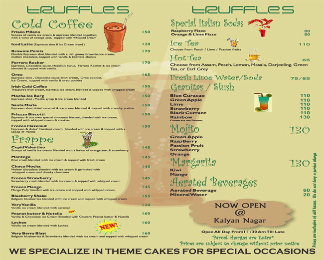 TRUFFLES (ICE & SPICE) - NEW BEL ROAD - BANGALORE Menu, Photos, Images ...