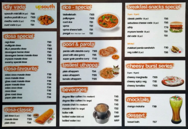 UPSOUTH - MANTRI SQUARE - MALLESHWARAM - BANGALORE Menu, Photos, Images ...