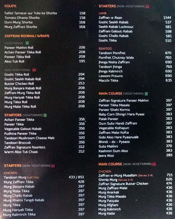 ZAFFRAN - LOWER PAREL - MUMBAI Menu, Photos, Images and Wallpapers ...