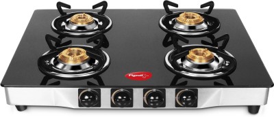 Pigeon Blackline Square Glass Manual 4 Burner Gas Stove Image