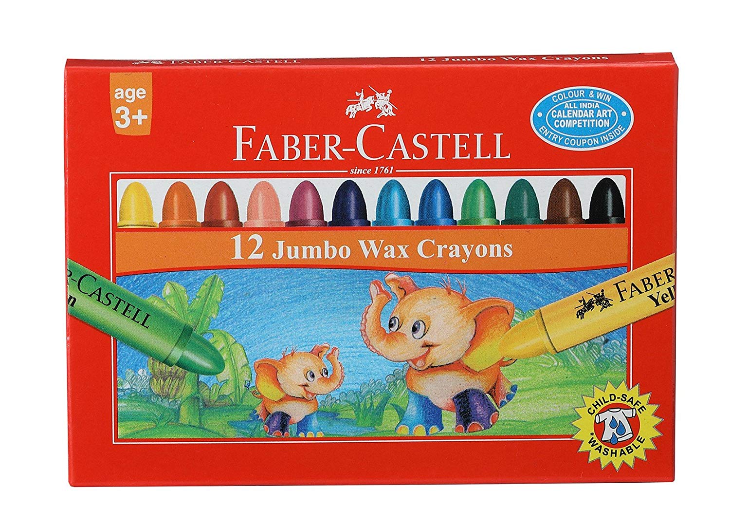 Faber Castell 12 Wax Crayons Image