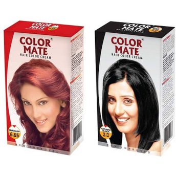 Color Mate Burgundy and Natural Black Hair Color Cream Image