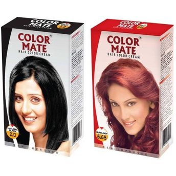 Color Mate Natural Black and Burgundy Hair Color Cream Image