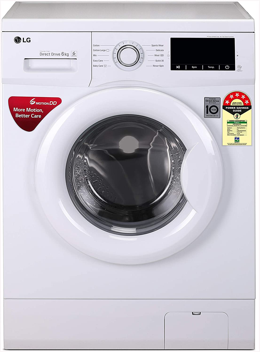 LG 6 kg 5 Star Fully Automatic Front Load with In-built Heater Image