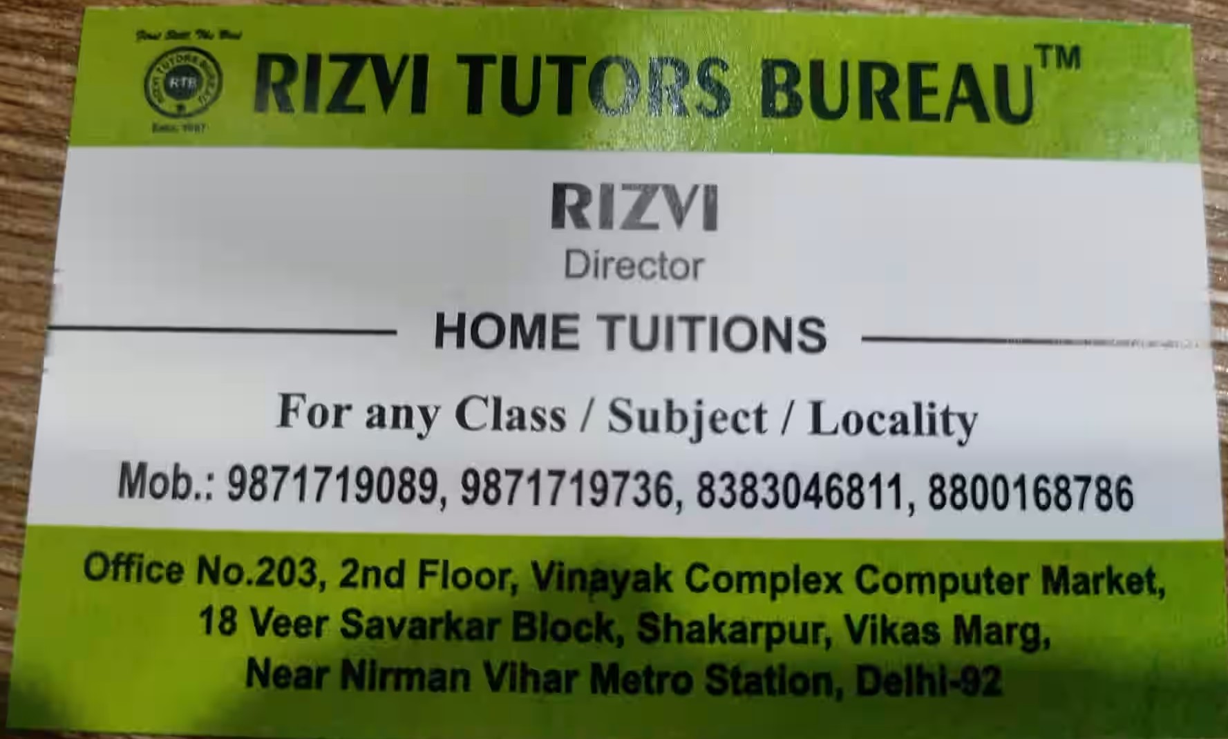 Rizvi Tutors Bureau - Shakarpur - New Delhi Image