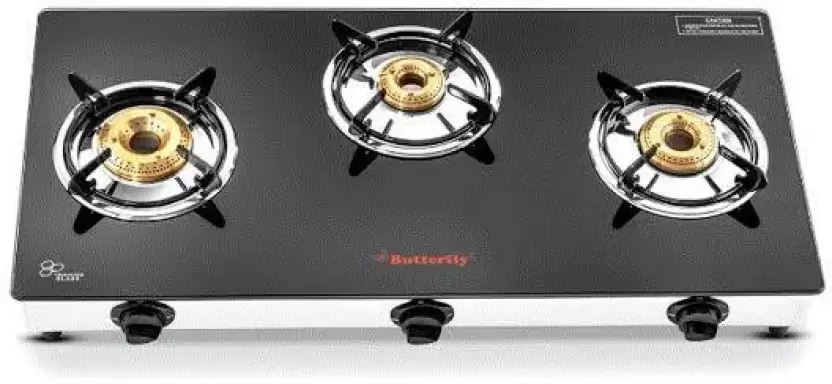 Butterfly Radiant Jumbo 3 Burner Glass Manual Gas Stove Image