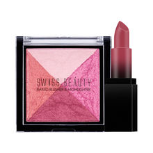 Swiss Beauty Hd Matte Lipstick + Baked Blusher And Highlighter Image