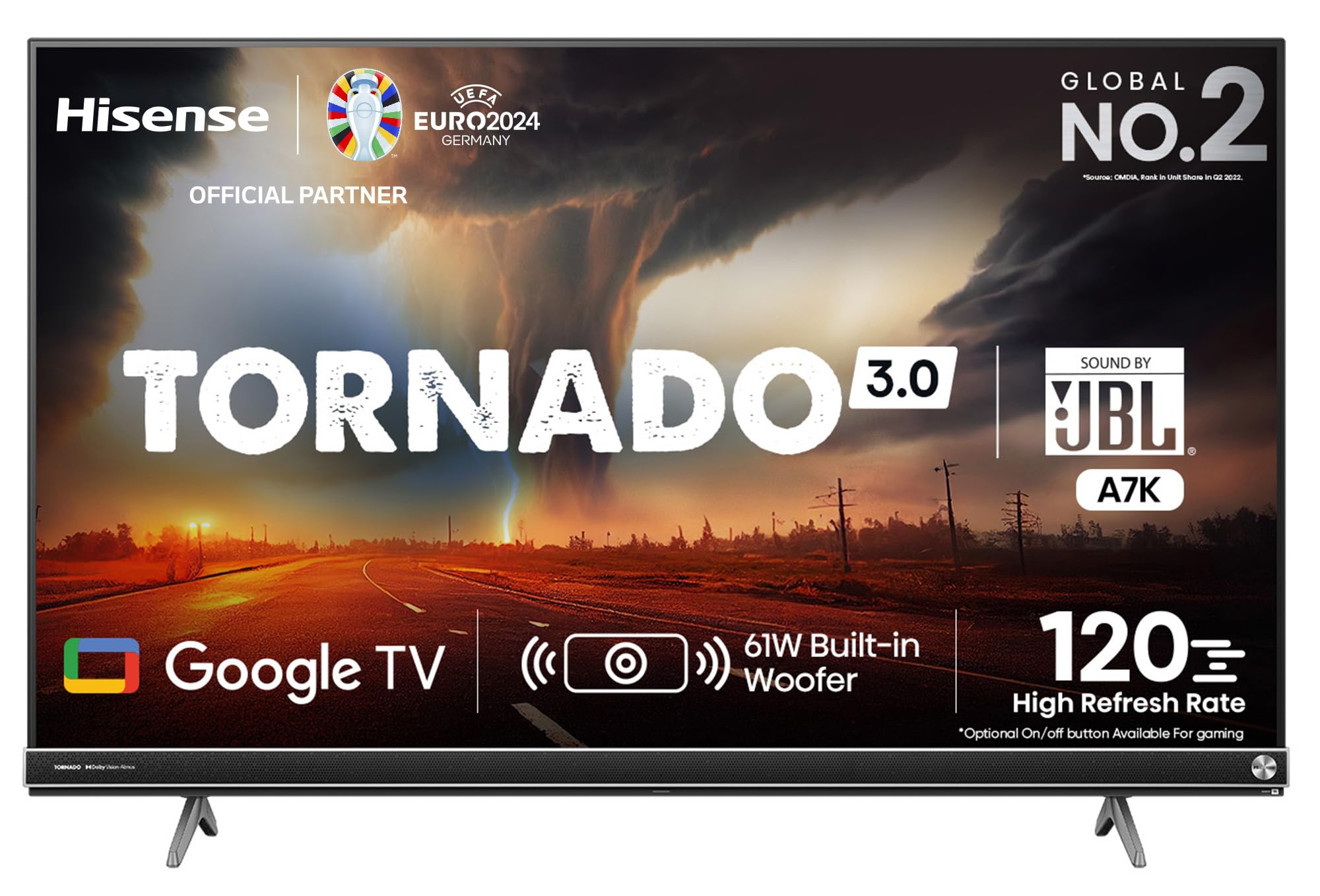 Hisense Tornado 139cm (55) 4K Ultra HD LED Smart Google TV 55A7K Image