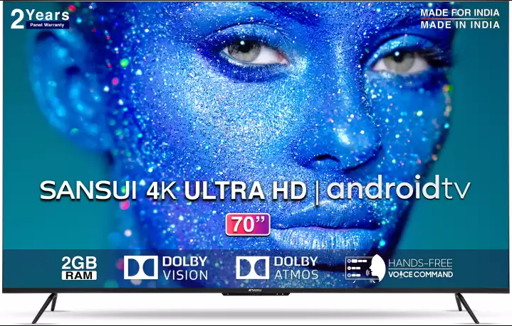 Sansui 178cm (70) 4K Ultra HD LED Smart Android TV JSW70ASUHDFF Image