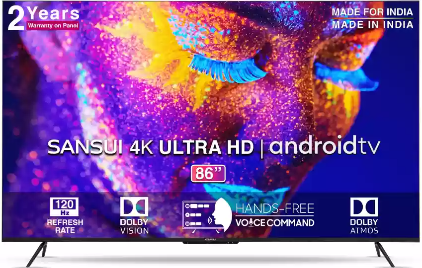 Sansui 218cm (86) 4K Ultra HD LED Smart Android TV JSW86ASUHDFF Image