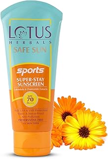 Lotus Herbals Safe Sun Sports Super Stay Sunscreen Cream For Dry Skin Spf 70 Image