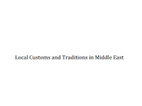 Local Customs and Traditions in Middle East