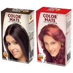 Color Mate Dark Brown and Burgundy Hair Color Cream