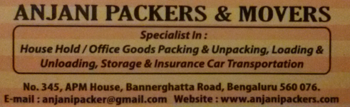 Anjani Packers and Movers - Bangalore