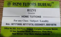 Rizvi Tutors Bureau - Shakarpur - New Delhi