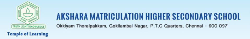 Akshara Matriculation Higher Secondary School - Gokilambal Nagar - Chennai