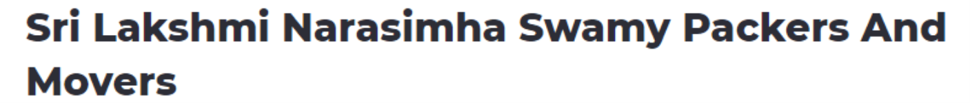 Sri Lakshmi Narasimha Swamy Packers And Movers - Reddy Nagar - Hyderabad