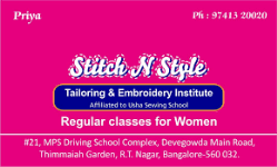 Stitch N Style Tailoring & Embroidery Classes - RT Nagar - Bengaluru