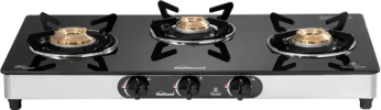 Sunflame LPG Stove Crystal 3 Burner Black Glass Manual Gas Stove Photo